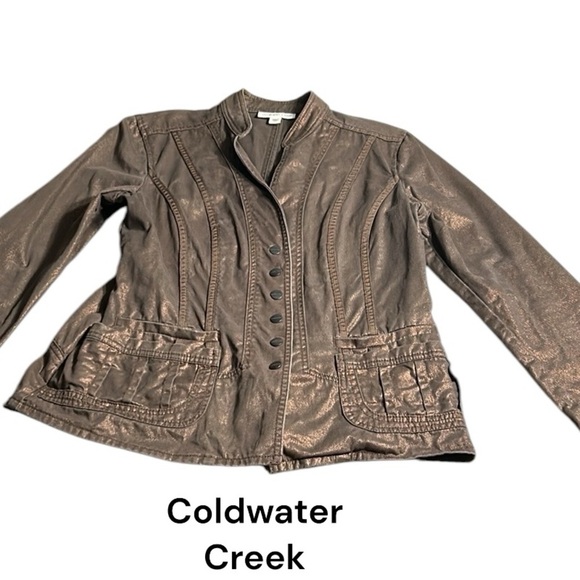 Coldwater Creek fitted,military,spring jacket,,shimmer,PTP 18.5” medium, EC - Picture 2 of 16